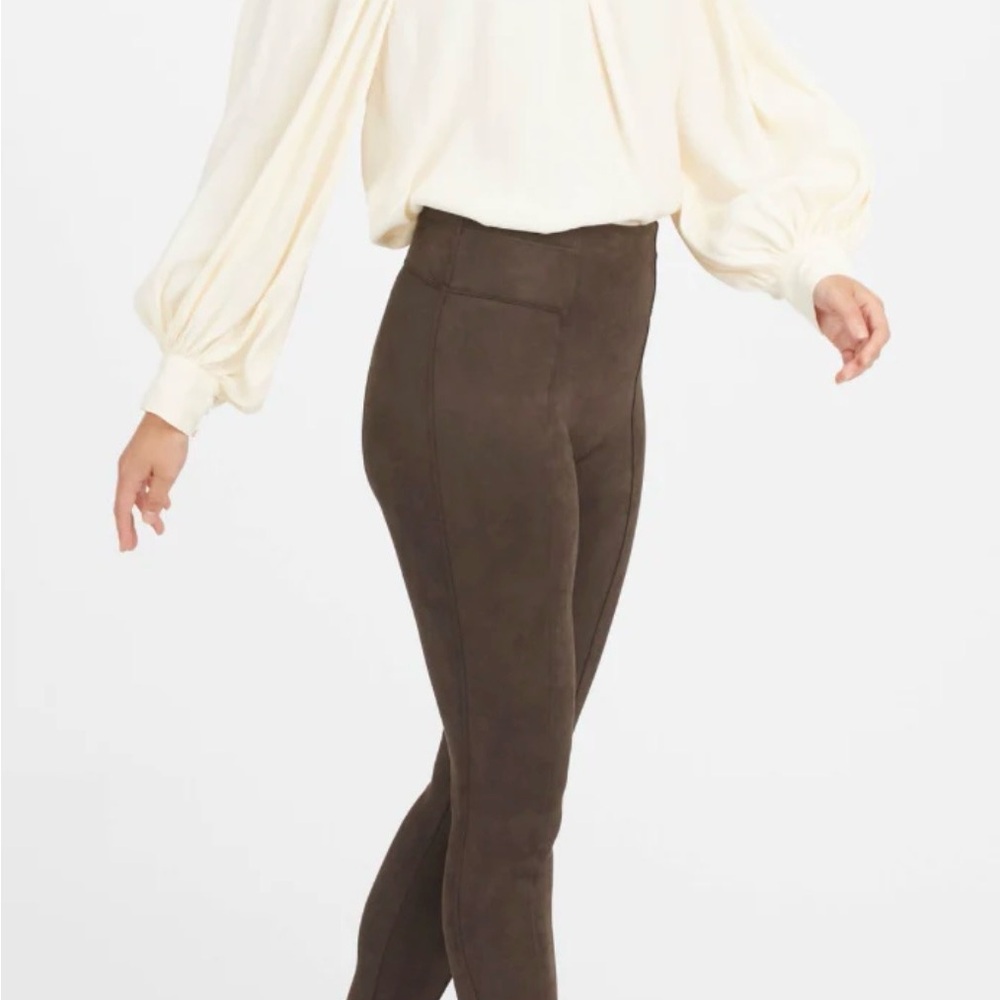 SPANX Dark Brown Faux Suede Leggings Size S